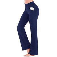 Yoga Pants for Women Tummy Control High Waist Legging Flare Pants Workout Compression Tights with Pocket Amiley (Medium, Navy)