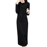 SADUORHAPPY Womens Plus-Size Long Sleeve Pullover Spring Solid O-Neck Hoodie Sweatshirt Dress Black