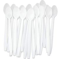 Extra Sturdy, Super Fun White 8in Sundae Spoons 500ct Heavy Duty Disposable Plastic Utensils for Ice Cream, Milkshakes, Tea and Floats. Best Long Spoon for Stirring Cocktails and Tall Iced Beverages
