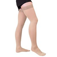 +MD Non-slip Medical Graduated Compression Socks 15-20mmHg Thigh High Support Socks for Women - Varicose Veins, Blood Circulation, Air Travel Nude S
