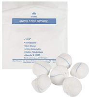 Case of 100 Round Stick Sponges Super 1 1/2". X-ray detectable Cotton Sponges for Wound prepping and Cleansing. Soft and Highly Absorbent Balls. 100% Woven Cotton. Single use. Latex Free.