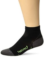 Feetures Plantar Fasciitis Relief Sock - Ultra Light - Quarter - Black - Large 