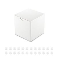 PACKQUEEN 25 Gift Boxes 4x4x4 Inches, Paper Gift Boxes with Lids for Crafting, Gift Ornaments, Cupcakes, Candles, Wedding Favor Boxes, Glossy White, Textured Finish