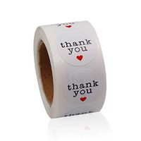Thank You Stickers White Adhesive Label with Red Hearts for Envelope, Packages, Gifts, Wedding,1 Inch Round 500 Labels Per Roll …