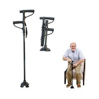 FANGDA Double Handle Cane, Aluminum Alloy Folding Booster Cane LED Adjustable Light Crutch Seniors Non-Slip Cane Trekking Pole Walking Stick