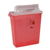 Covidien 8537SA SharpSafety Safety in Room Sharps Container Counterbalance Lid, 3 gal Capacity, Transparent Red (Pack of 10)