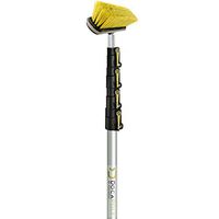 DocaPole Medium Bristle Deck Brush + 6-24’ Extension Pole|11” Scrub Brush with Telescopic Pole | Long Handle Cleaning Brush and Deck Brush for Deck, House Siding, Garage, Patio and more