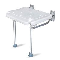 Wall-Mounted Drop-Leaf Bath Stool, Folding Shower Seat Anti-Slip Bath Bench with Leg White PE Waterproof Seat,for Elderly, Disabled, and Handicapped
