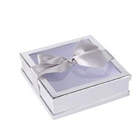 Hammont Clear Window Gift Boxes - Multipurpose Bakery Boxes with Ribbon | Treat Boxes Perfect for Party Favors, Cookies and Cupcakes (Silver, 7” x 7” x 2”) (3 Pack)