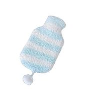 Blue Stripe Cute Hot Water Bottle with Soft Flannel Cover Portable, 20 * 12.5cm