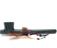 Mr. Brog Lakota Tobacco Pipe - Model No: Indian Peace Pipe Green - Pear Wood Roots - Hand Made