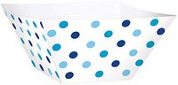 Amscan 147001 Mini Paper Square Bowls, 1 15/16" x 3 1/2" x 3 1/2", Polka Dot Blue
