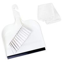 Dust Pan and Brush, McoMce Hand Broom and Dustpan Set, Small Dustpan and Brush Set for Floor, Sofa, Desk, Keyboard, Car, Dog, Cat and Other Pets, Cleaning Ergonomic Brush Design with a Rag, White