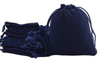 Sansam 50pcs Small Navy Drawstrings Velvet Bags for Jewelry, Gift, Wedding Favors, Candy Bags, Party Favors, 2.8x3.6''