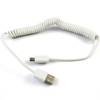 WHITE Coiled Micro USB 2.0 Data Sync Cable Charging Power Wire for T-Mobile LG Optimus F6 - T-Mobile LG Optimus L70 - T-Mobile LG Optimus L9 - T-Mobile LG Optimus L90 - T-Mobile Microsoft Lumia 640 - T-Mobile Motorola Google Nexus 6