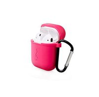 Natolor Silicone Bluetooth Airpods Protective Case Bag With Metal Carrying Hook For iPhone X Wireless Earbuds Protectiion Cover (Rose Pink)
