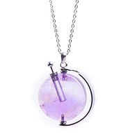 YGLINE Natural Gemstones Perfume Bottle Pendant Long Necklace (Amethyst-Slive)
