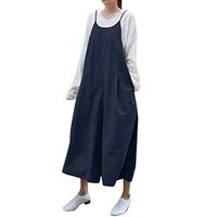 Euone Womans Romper Clearances, Women Summer Solid Strap Pockets Casual Loose Long Wide Leg Overalls Jumpsuits