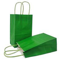 AZOWA Gift Bags Small Kraft Paper Bags with Handles (8 x 6 x 3 in, Green, 25 Pcs)