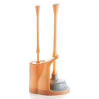 JIDI Heavy Duty Toilet Brush and Plunger Set, for Bathrooms and Restrooms Home and Office,Orange