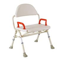 Shower Seat Load-Bearing 130kg, Adjustable Portable Bath Stool, Bathroom Folding Seat with Drain Hole, Detachable Backrest and Armrest, Medical Shower for The Elderly, Disabled, White