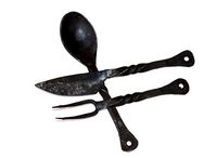OLD MEMORIES GALLERY Medieval Eating Utensil Set (Knives, Cutlery, Iron Spoon) Nautical Decor