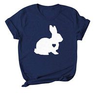 Eoeth Plus Size Women Easter Bunny Tops T-Shirt Funny Casual Short Pullover Sleeve Summer Blouse Shirts Tees Tracksuits Navy