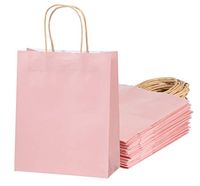 Blush Pink Gift Bags - 24-Pack Glossy Pink Paper Bags with Handle, Wedding Welcome Bags, Medium Sized for Retail, Gifts, Birthday, Bridal Shower Party Favors, 8 x 4 x 10 Inches