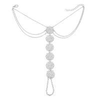 Meolin Retro Style Multi Chain Flower Carved Hollow Metal Tassel Anklets Beach Wedding Foot Jewelry,Silver,As Description
