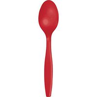 Club Pack of 288 Classic Red Premium Heavy-Duty Plastic Party Spoons