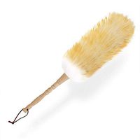 Lamb Wool Duster with Wooden Handle, Household Feather Duster Furniture Dusting Cleaning Brush Duster Car Static-Free Wool Duster,M