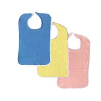 3 Terry Adult Bib with Hook and Loop Closure (Royal, Yellow, Pink)