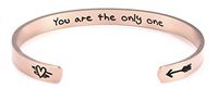 fishhook Personalized Engraved Inspirational Motivational Mantra Quote Arrow Heart Stainless Steel Cuff Bangle Bracelet for Women Girls (Rose Gold, You are The only one)