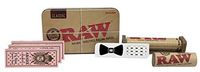 Abadie Rolling Paper 1 1/4 (3 Pack), RAW 79mm Roller, RAW Tin Box, with Hippie Butler Grind Card - 7 Item Bundle