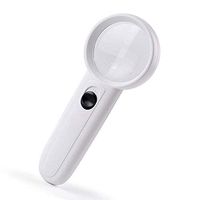 5X Handheld Magnifying Glass with LED Light HD Lens for Book Reading, Jewelry Identification, Watches, DIY Crafts Carving and Repair, White 56 * 145mm