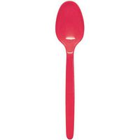 East and West 50 Ct Disposable Plastic Ice Cream Dessert Snack Birthday Party Spoons (Red)