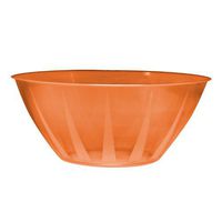 Party Essentials N160125 Heavy Duty Brights Plastic Large Bowl, 160-Ounce Capacity, Neon Orange (Case of 12)
