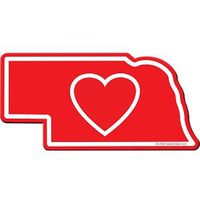 Heart in Nebraska Sticker Vinyl Decal Label Stickers, Die-Cut Shape for Water Bottle Laptop Luggage Bike Laptop Car Bumper Helmet Waterproof Show Love Pride Local Spirit. NE Husker