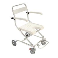 wheelchair Folding Shower, Wheeled Commode Chair with Padded seat, Brakes and footrests,Lightweight/Sturdy/Simple, Aluminum Alloy for Elderly Seniors Disabled Handicapped