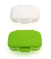 ERZA SCARLET Small Pill Cases 3 Removable Compartments Travel Medication Carry Case - Pill Box for Daily Vitamin Organizer Box (White + Green)