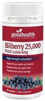 Good Health Bilberry 25,000mg Plus Lutein 6mg Supports Eye Health and Function 60 CPAS