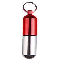 qiguch66 Mini Waterproof Aluminum Medicine Pill Box Bottle Holder Container Metal Pill Box Case Stainless Steel Pill Organizer Keychain Red