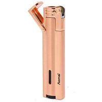 Metal Small Windproof Jet Torch Flame Butane Viewable Cigar Cigarette Lighter with Lock Gold