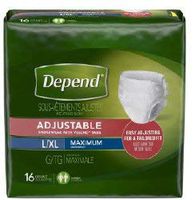 Depend Adjustable Adult Underwear Tab Closure Large/X-Large Disposable Heavy Absorbency, 49175 - CASE of 32