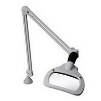 Luxo WAVE LED Magnifier, 30" Arm, 3.5 Diop, Edge Clamp, Gry