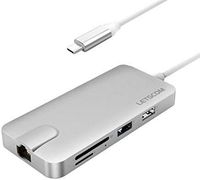 LETSCOM USB C Hub, 8-in-1 USB C Adapter with Ethernet Adapter, 4K HDMI Output, Type C Charging Port, 2 USB 3.0 Ports, Compatible for USB C Device(Silver)