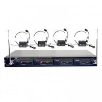 Pyle Pdwm4400 Rack Mountable 4 Mic Wireless Headset System Pdw-m4400