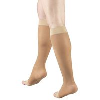 Truform Sheer Compression Stockings, 15-20 mmHg, Women's Knee High Length, Open Toe, 20 Denier, Beige, 3X-Large