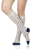 LOLLOP Women's Cotton 15-20 mmHg Compression Socks (Petite Heart Grey & Navy, S/M)