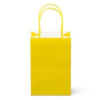 24 Counts Food Safe Premium Paper and Ink Small 8.5” X 5.25”, Vivid Colored Kraft Bag with Colored Sturdy Handle, Perfect for Goodie Favor DIY Bag, Environmentally Safe (Small, Yellow)